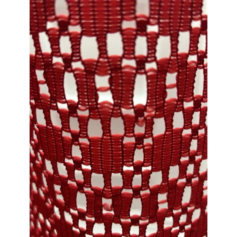 VTG Red Casement Fabric Curtain Drape 1 Panel Solid Red Lace 54” X 72” Bold